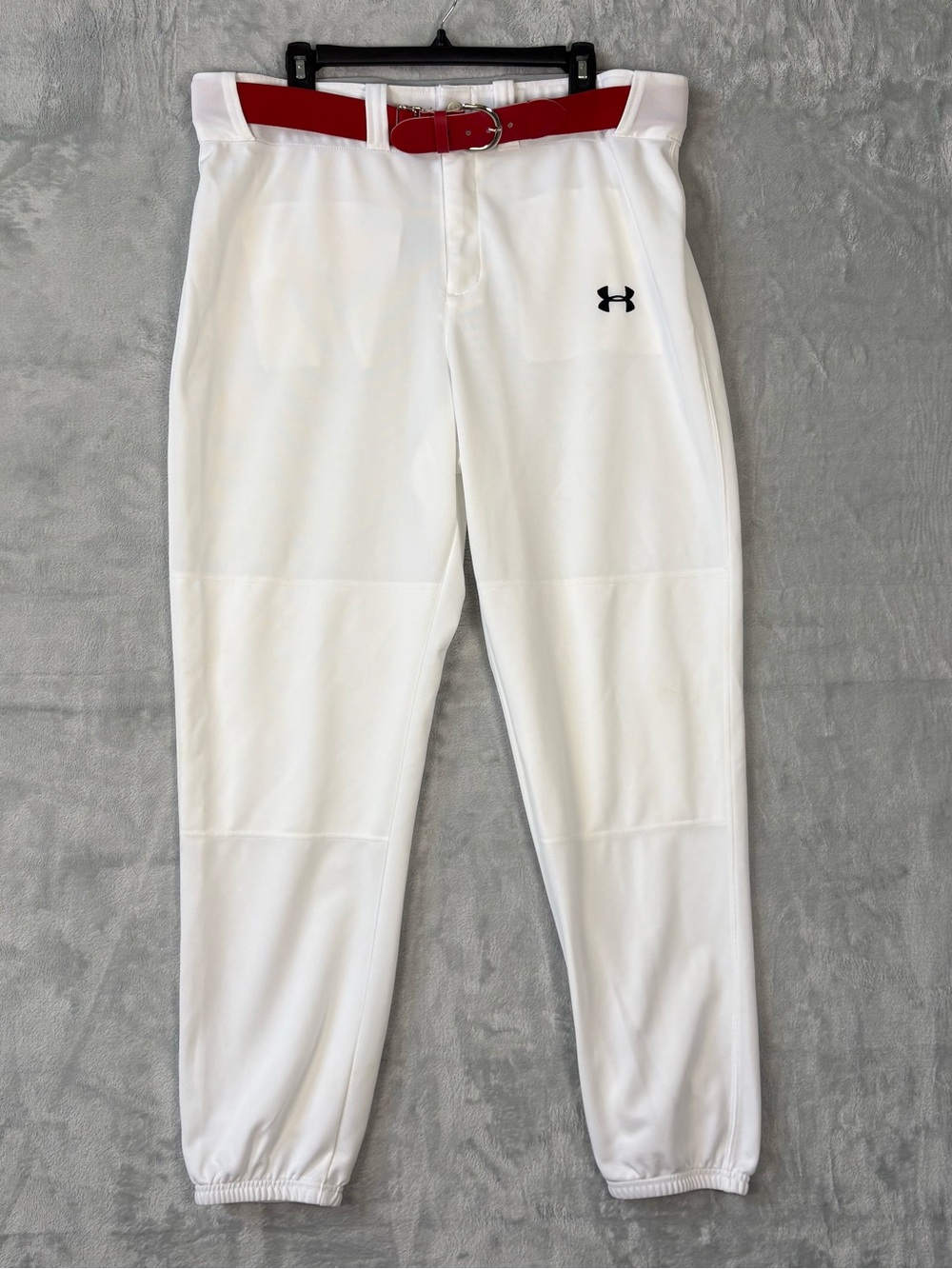 Under Armour Men's Baseball Pants Size XL Large White With Red Belt